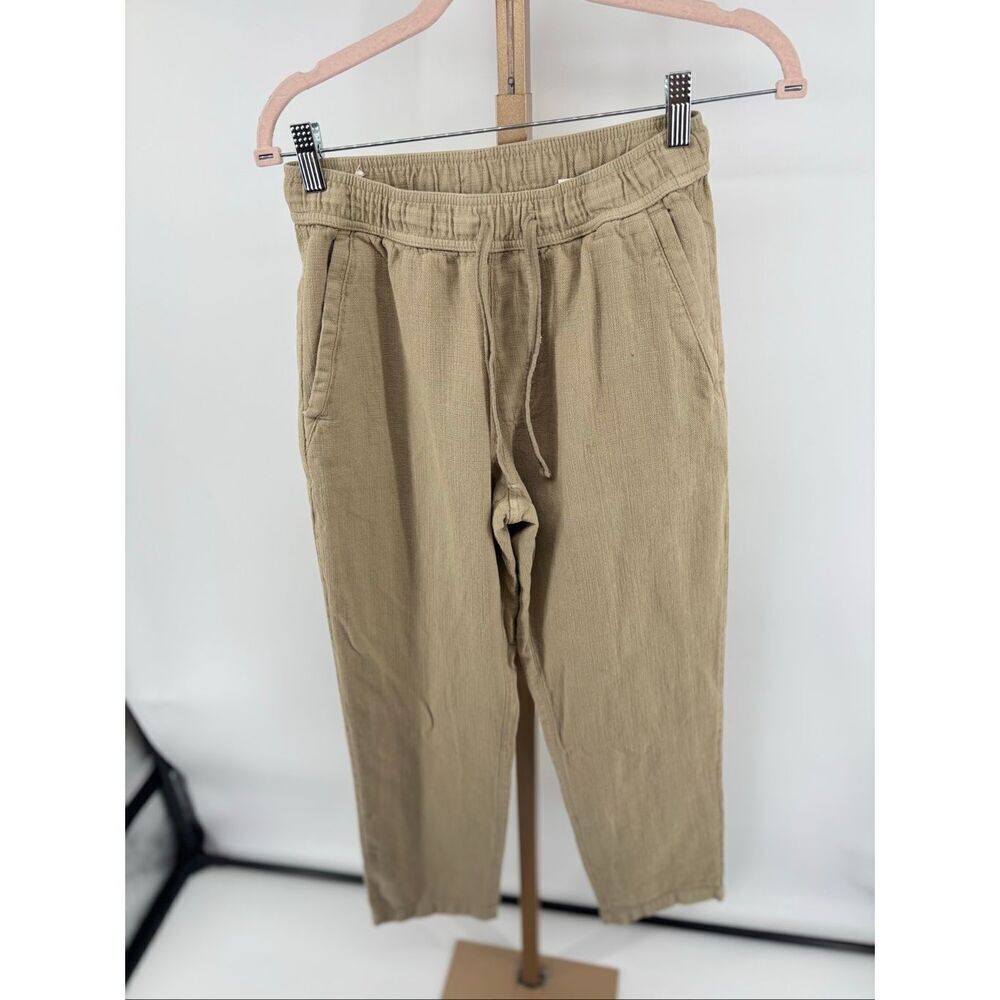 Zara Cotton Pull On Drawstring Pants Tan Straight Leg Women’s Size S